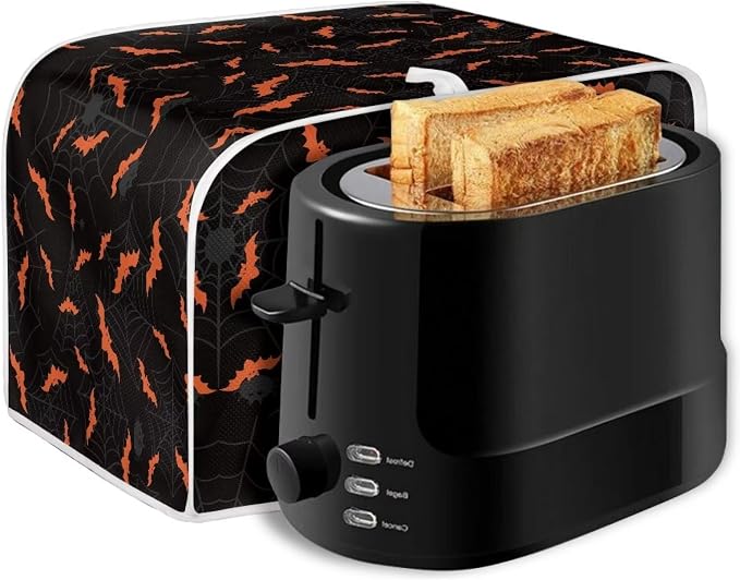 Halloween Spider Web Bats Toaster Cover - Dustproof & Waterproof 4 Slice Small Appliance Cover