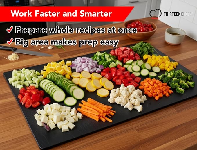 Thirteen Chefs 30x18 Extra Large Cutting Board for Fish, Meat, BBQ - 1/2 Inch Thick Black Plastic, Commercial Grade HDPP Poly with NSF Stamp, 10 pounds