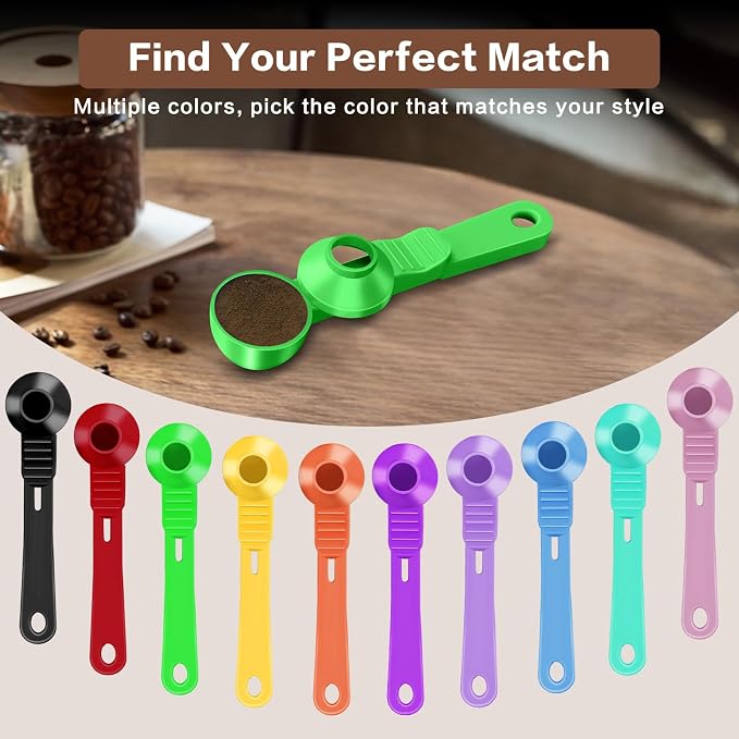 2-in-1 Coffee Scoop with Funnel, 2 Tbsp Measuring Spoon for Reusable K Cups, Ground Coffee, Protein Powder & Tea, Mess-Free Plastic Design（Green-1pack）