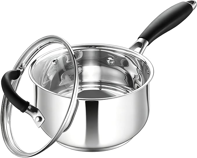 HaWare 3 Quart Saucepan, Stainless Steel Tri-Ply Bottom Sauce Pot with Lid