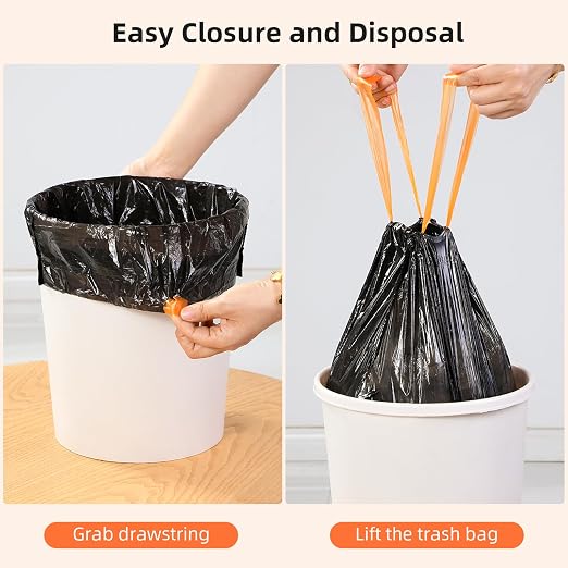 funest Trash Bags, 4 Gallon Small Drawstring Garbage Bags 75 Counts, Thick Plastic Wastebasket Liners for Bathroom Toilet Office Bedroom