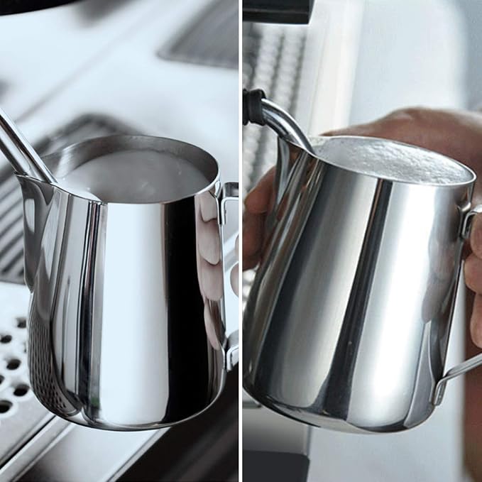 Stainless Steel Milk Frothing Pitcher Cappuccino Pitcher Pouring Jug Espresso Cup Creamer Cup for Latte Art, 20 Ounce (600 ML)