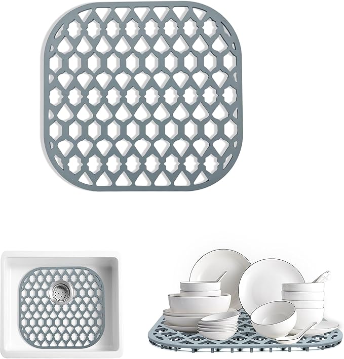 Silicone Kitchen Sink Protectors Mats - 12" 13" 14" 16" 18" 19" 21" 22" 24" 25" 26" 28" 30", Heat Resistant, Machine-wash (12”x11.5”)