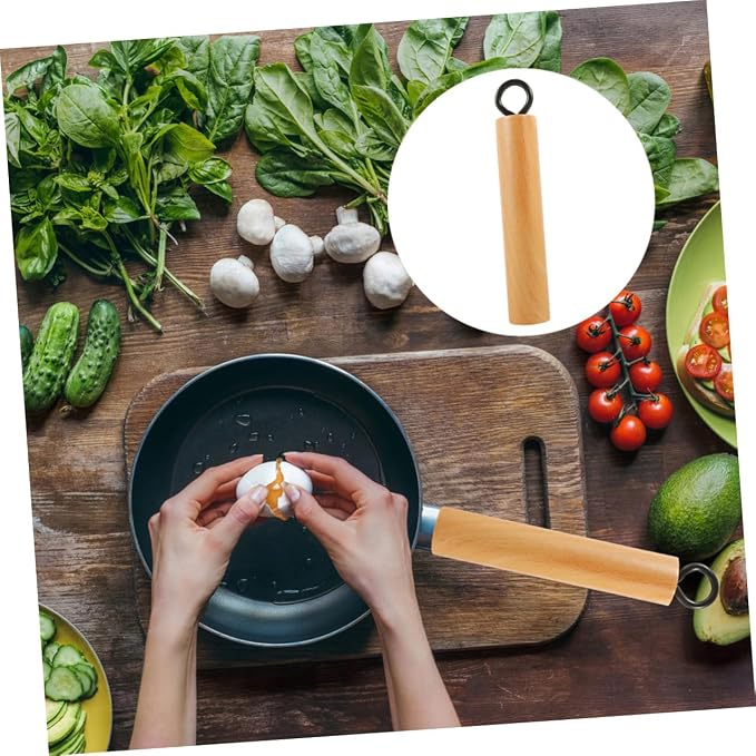 Mikinona Wok Handle Wok Accessories Detachable Handle Cookware Pan Replacement Pot Grip Replacement Wooden Pan Universal Wooden Cookware Beech Iron