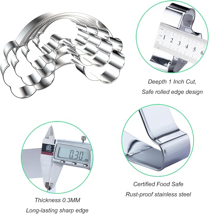 Rainbow Cookie Cutter Set - 5 inch, 4 inch, 3 inch, 2 inch - 4 Piece Rainbow Cookie Cutters Shapes Molds - Stainless Steel