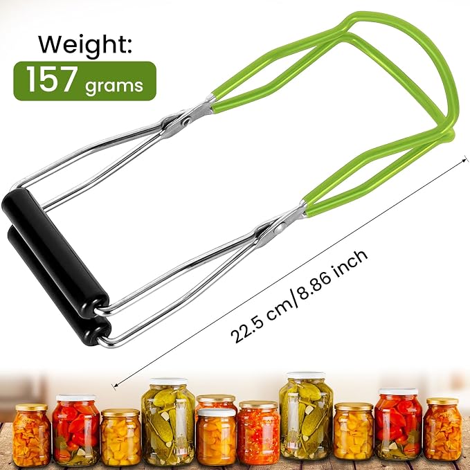 Canning Jar Lifter Tongs, Stainless Steel Jar Lifter with Rubber Grips, Canning Tools, Canning Supplies for Home Kitchen, Green