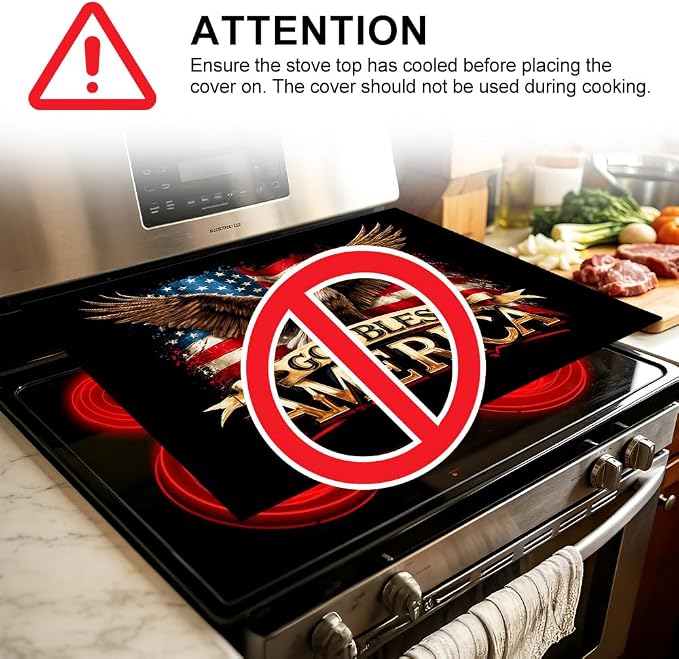 Patriotic Eagle Stove Top Cover 28.35x20.47 in Non Slip | Heat Resistant Cooktop Protector Mat with Non-Slip Backing, Scratch Protection and Countertop Drying Mat.