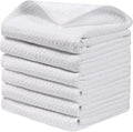 JOYMOOP Large Microfiber Waffle Weave Cleaning Cloth,Highly Absorbent Kitchen Towels,Quick Drying Lint Free Dish Towels for Kitchen,6 Pack,White,15.7×15.7 inch