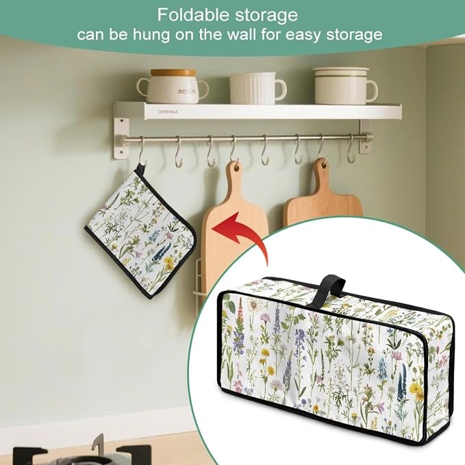 ZDCUSTOM Toaster Covers 2 Slice Wide Slot Fresh Cover for 2 Slice Slim Toaster, Fingerprint Protection & Heat-Resistant Long Slot Toasters Cover for Most Standard Toasters, Floral Leaf Print