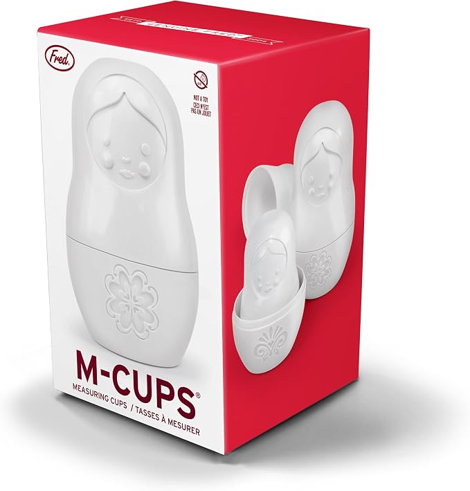 Genuine Fred M-CUPS Matryoshka Measuring Cups, Set of 6, Russian Doll Nesting Measuring Cups, White