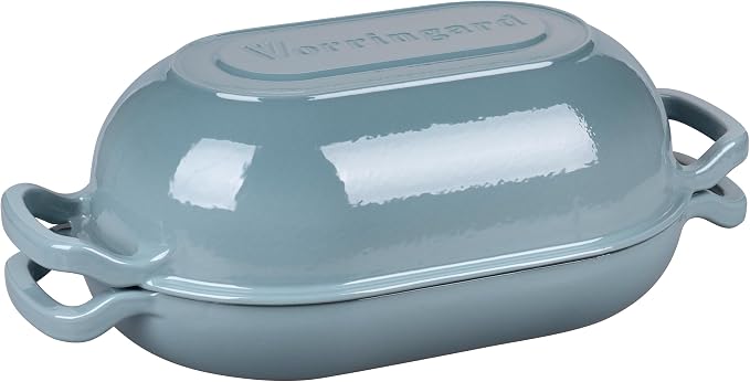 VORRINGARD Enameled Cast Iron Sourdough Bread Oven, Dutch Oven, Loaf Cast Iron Bread Pan for Homemade Bread Baking, Meatloaf Pan with Lid, 5QT, Sea Salt