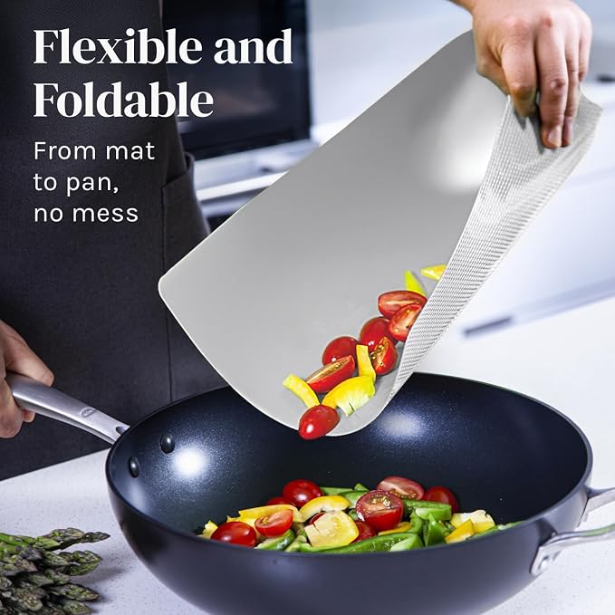Cooler Kitchen Extra Thick Flexible Plastic Cutting Board Mats with Food Icons & EZ-Grip Waffle Back, (Set of 6) Dishwasher Safe