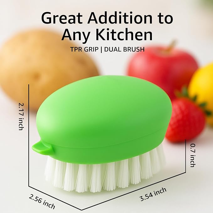 2-Pack Produce Brush, Soft Firm Bristles for Vegetables, Green | Soft and firm bristles for fresh produce, fruits, leafy greens, potatoes