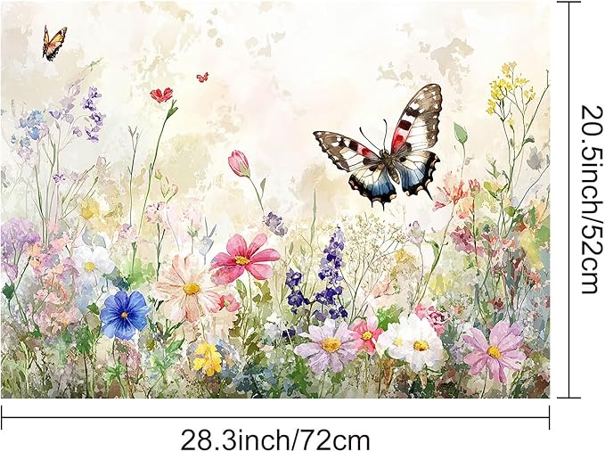 HOMETITUTE Butterfly Stove Top Cover 28x20 Wildflower Meadow Diatomite Mat