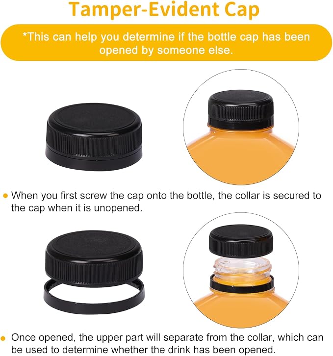 6pcs 64oz Reusable Plastic Juice Bottles with Caps, Accessories | Empty Beverage Containers with Lids and Sticker Labels, Funnel, pull handles for Juicing, Smoothies, Tea, Milk