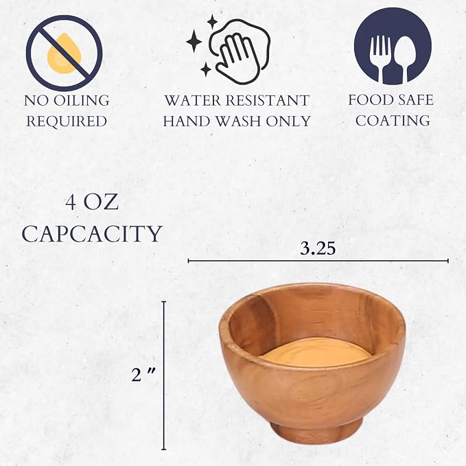 set of 36 Acacia wood small bowls | 3.25 x 2 inches 4 fl oz capcacity | Use with Charcuterie board, grazing board, Meal prep, Condiments and sauce serving