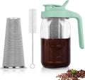 Cold Brew Coffee Maker, 32 oz Mason Jar Pitcher with Stainless Steel Filter, Pour Spout Handle Lid, Heavy Duty Glass Airtight & Leak-Proof for Iced Coffee,Tea & Lemonade