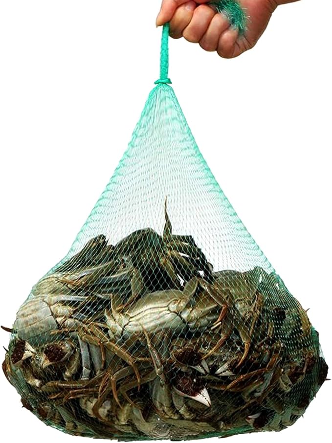 TEMUCY Plastic Mesh Produce Bags, 24 Inch Seafood Boil Bags for Crawfish Crab Shellfish Cooking (Green-100PCS)