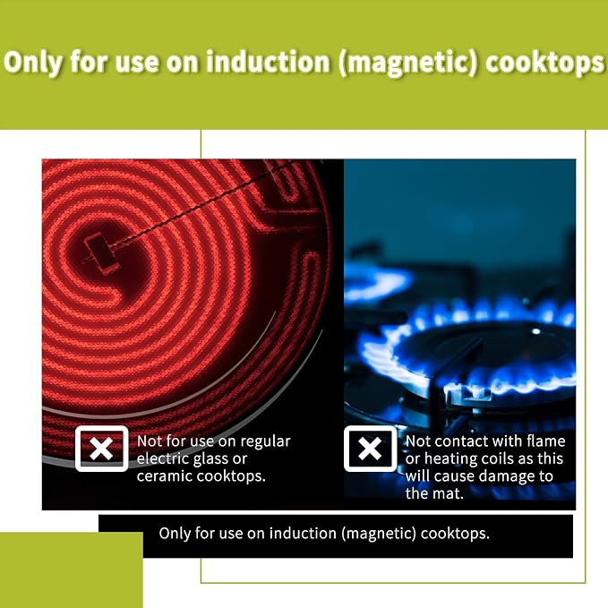Cook's Aid 2PCS Silicone Induction Cooktop Protector Cover Mat 11"(Magnetic) | 230°C (450℉) Heat-Resistant Induction Stove Protector | Multifunctional Silicone Mat (Logo CK)