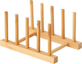 HBlife Bamboo Dish Plate Bowl Cup Book Pot Lid Cutting Board Drying Rack Stand Drainer Storage Holder Organizer Kitchen Cabinet（Keep Dry）