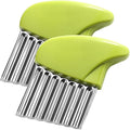 Crinkle Cutter Stainless Steel Potato Slicer Heavy Duty Wavy Crinkle Cutting Chopping Tools with Wooden Handle for Carrot Veggies (2, Green)