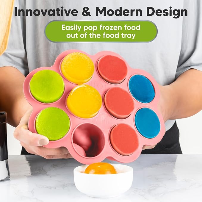 KeaBabies Silicone Food Freezer Trays with Lid, 2oz x 10 Pods (Blossom) | Baby Food Storage Containers, Easy Puree Meal Prep, Breast Milk Silicone Freezer Molds, Dishwasher, Microwave Safe, BPA-Free