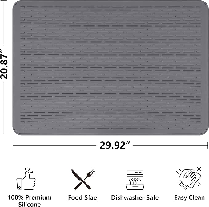 Stove Top Cover for Electric Stove- Range Covers for Electric Stove,Silicone XXL Dish Drying Mat, Glass Cooktop Covers, Flat RV Range top Mats (Gray, 30"x21")