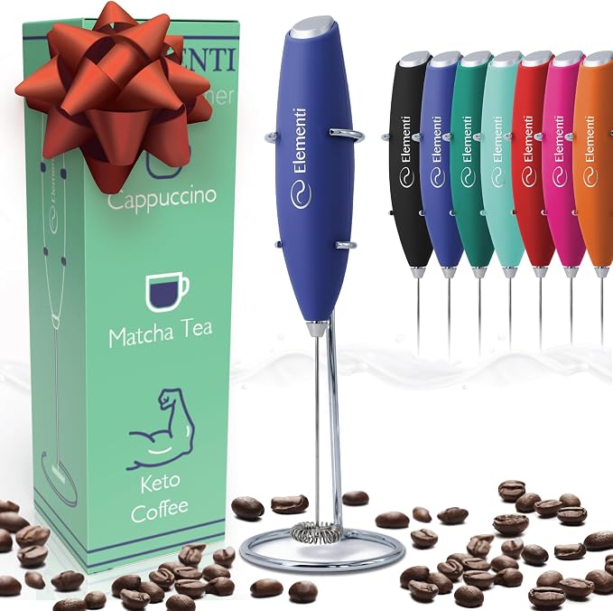 Elementi Portable Electric Milk Frother, Matcha Whisk, Milk Frother for Coffee Frother Electric Hand Blender, Mini Electric Whisk Small Hand Blender (Periwinkle)