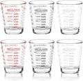 Shot Glass Measuring Cup Set, 6 Pack Espresso Shot Glasses (Mixed Colors) | Glass measuring cups feature 26 markings up to 1 OZ, 2 TBS, 6 TSP, 30 ML for espresso, liquor, medicine and recipes