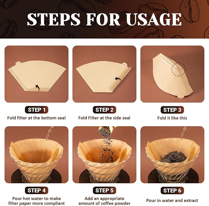 100 Count Coffee Filters #4, Premium Cone Coffee Filters 8-12 cup, Unbleached Natural Paper, Disposable Coffee Filters 4 Cone Paper for Pour Over and Drip Coffee Maker