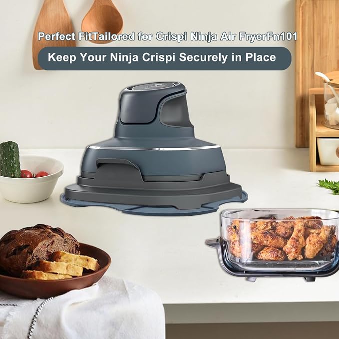 Jiozermi Silicone Trivet for Ninja Crispi Air Fryer, Dark Grey | Universal Heat Resistant Mat, Non-Slip Design, Multi-Functional Accessory, Fit Ninja FN101GY/FN101SG/FN101ST