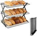 3 Tier Collapsible Cooling Rack Sourdough Cooling Rack 17"x10" | Cooling Racks for Cooking and Baking, Roasting, Grilling, Adjustable 6 Setting Design stackable, Oven & Dishwasher Safe