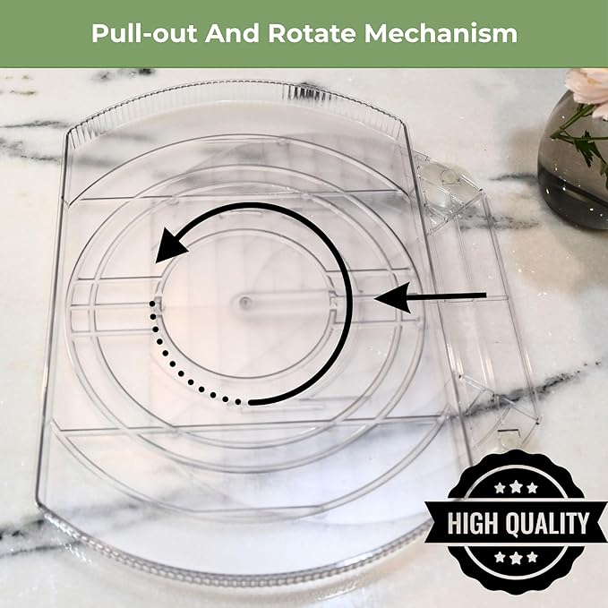NOSTA Home Rotating Lazy Susan for Refrigerator - Square Lazy Susan - Rectangular Fridge Lazy Susan Organizer - 360° Rotating Storage - Medium Size (15x11)