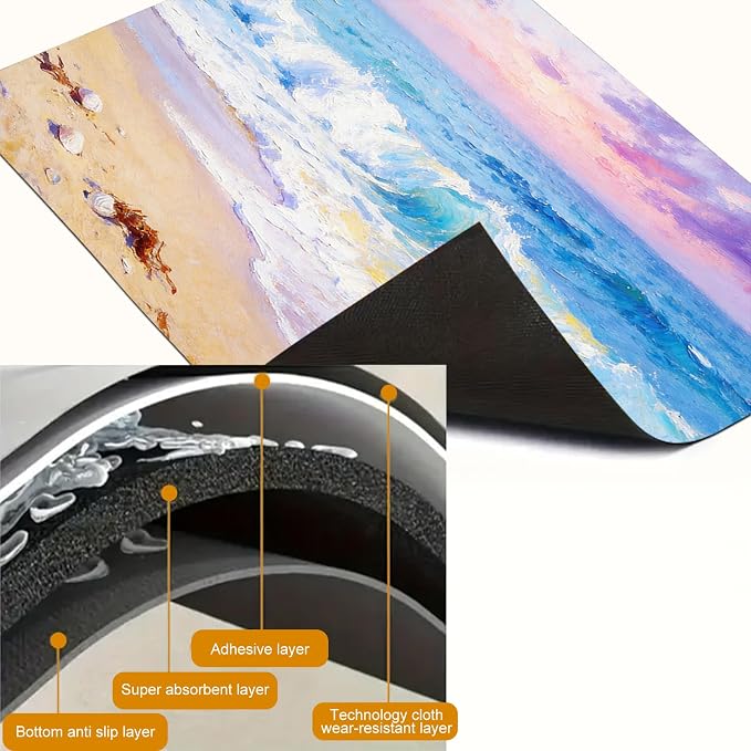 HOMETITUTE Summer Stove Top Covers for Electric Stove 28x20 Inches Ocean Wave Beach Heat Resistant Glass Cooktop Pad Decorative Stovetop Cover for Kitchen Coffee Bar Decor