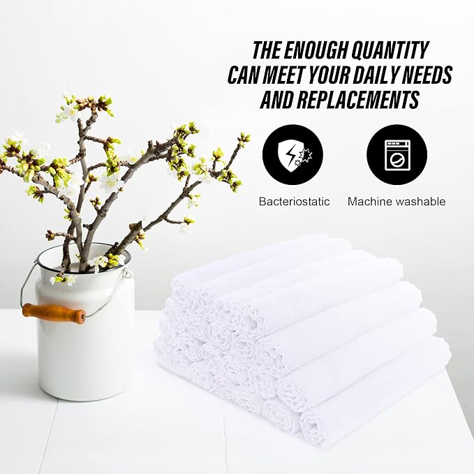 MOONQUEEN Ultra Soft Premium Washcloths Set - 12 x 12 inches - 24 Pack - Quick Drying - Highly Absorbent Coral Velvet Bathroom Wash Clothes - Use as Bath, Spa, Facial, Fingertip Towel (White)