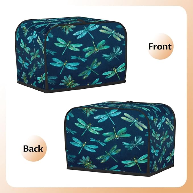 4 Slice Toaster Cover Dragonfly Animal Turquoise Toaster Covers Four Slice Wide Slot Waterproof and Dustproof Covers for Wide Slot Toasters and Small Appliances Kitchen Decor Gifts