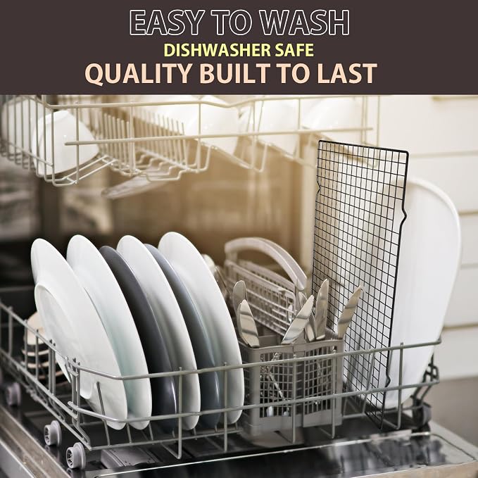 2PCS Cooling Rack for Cooking and Baking, 16" x 10" Wire Rack, Black | Thick Wire Rack, Oven & Dishwasher Safe, for Roasting, Grilling, Drying, Fits Half Sheet Pan