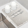 TIKNIK Silicone Dish Drying Mat for Kitchen Counter, Cream-1pcs, 20" x 15" | Heat Resistant & Non-Slip Dish Drain Pad with Built-In Drain, Dishwasher Safe, Quick-Dry, Hangable & Roll-Up for Storage