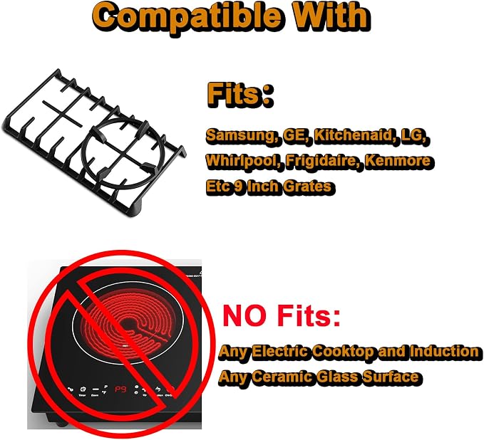 Wok Ring, Replacement Parts for Gas Stove Burner Grates Cast Iron Stove Top Grates Support Ring Universal Non-Slip 9 Inch Samsung GE Whirlpool Kitchenaid LG Range Base Wok Burner Ring