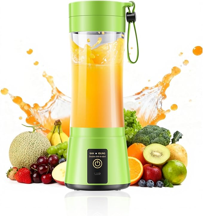 Travel Personal Size Smoothies Blender - 380Ml Mini Portable Blender | Powerful Blending & Traveling Juice Cup, BPA Free, 6 Blades Convenient to Make Shakes Juice in Travel/Gym/Picnic