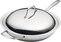 Tramontina Signature Tri-Ply Clad Stainless Steel 12.5-Inch Wok with lid | Induction-Ready, Dishwasher-Safe, NSF-Certified, Made in Brazil