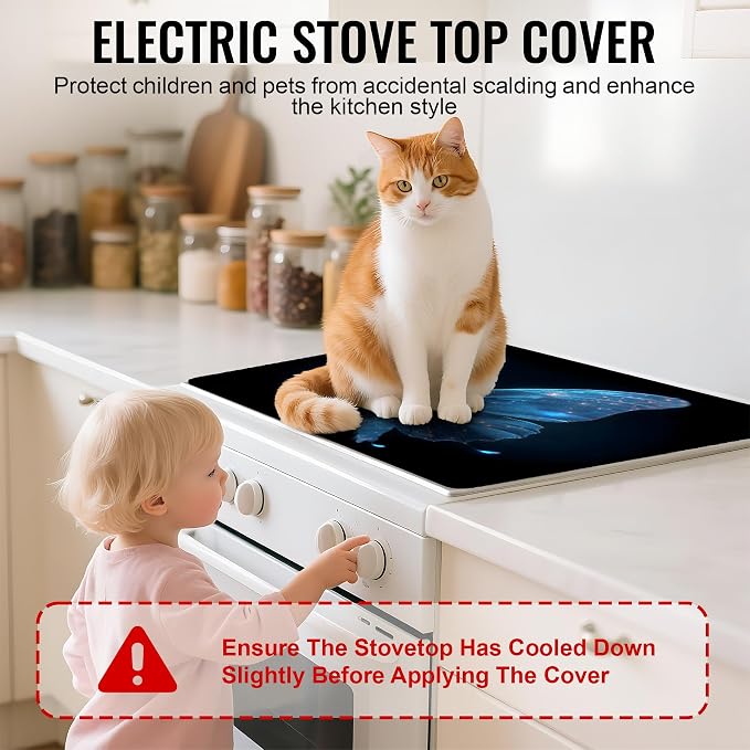 NYZE Electric Stove Top Cover Blue Butterfly, Heat Resistant Protector | Extra Counter Space