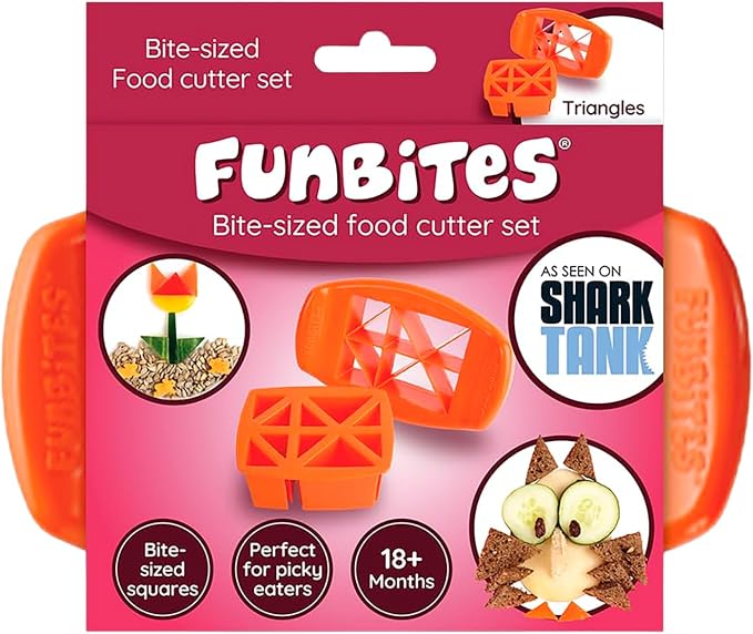 Sandwich Cutter for Kids Lunch, Crustless Bento 2-Pc Set, 1 Pack | Orange Triangles food cutter for toddlers, bite-size uncrustable shapes, bento lunch accessory, BPA-free, dishwasher safe