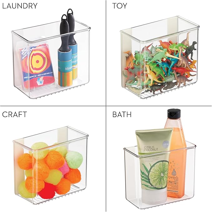 iDesign Adhesive Organizer Bin - Clear | Damage-Free Hanging, For Kitchen, For Bathroom, For Office