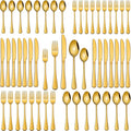 DEHOV 30 PCs Gold Flatware Sets Service For 6 Person,Shiny Gold Stainless Steel Silverware Sets Dinner Knives Fork And Spoons For Home Party And Wedding