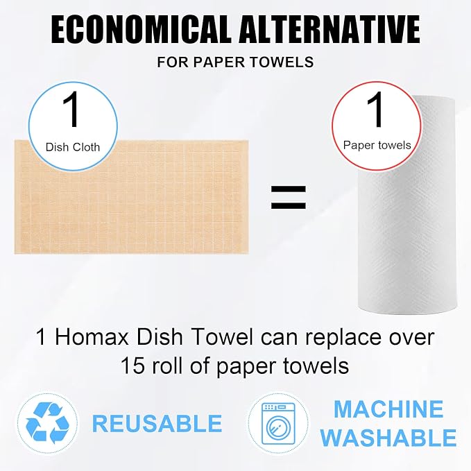Homaxy 100% Cotton Terry Kitchen Towels, 4 Pack, Apricot | Ultra Soft and Absorbent Dish Towels for Kitchen, Suitable for Drying and Washing Dishes