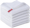 Kitchen Towels 6-Pack Kitchen Dish Cloths,100% Cotton,12x12 In,White | Towels Waffle Weave,Ultra Soft Absorbent, Quick Drying