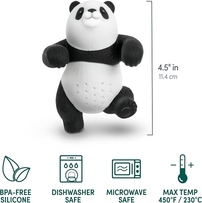 Genuine Fred BAMBREW Tea Infuser Cute Panda Design- For Loose Leaf Tea Flexible, Easy to Clean Silicone Fun Gift for Tea Lovers Clever Kitchen Gadget