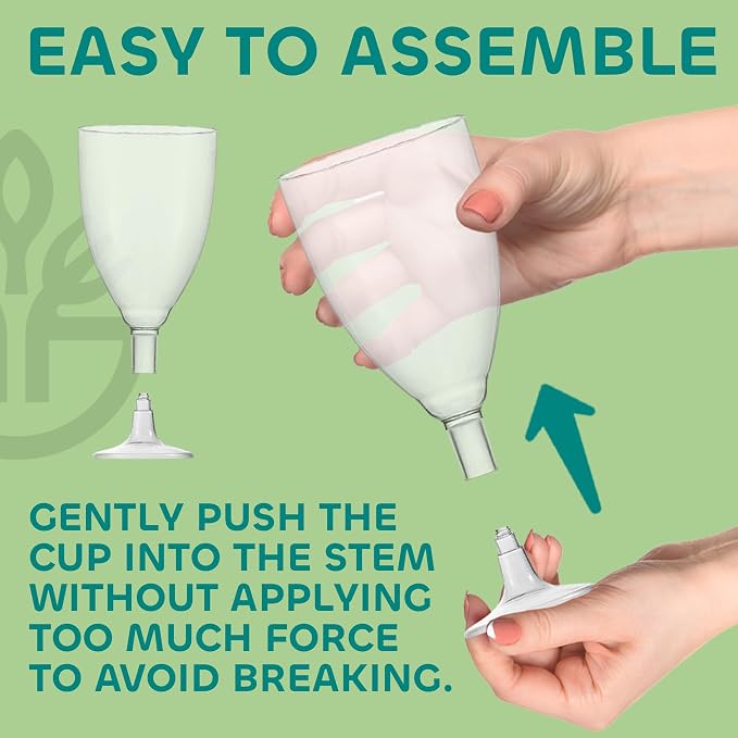 7 Oz Clear Disposable Plastic Wine Glasses (24-Pack) BPA-Free Stemmed Cups | Reusable Party Wine Cups for Outdoor Parties, Weddings, Toasts, Drinks, Catering, Receptions, Celebrations & Special Events