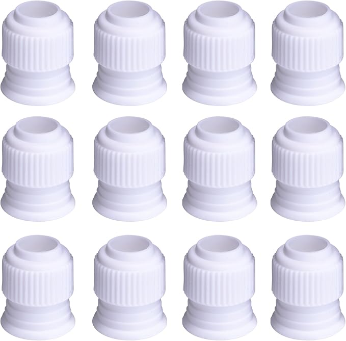 Shappy 12 Pcs Piping Bag Couplers for Cake Decorating Icing Tips | 12 Pcs Piping Bag Couplers, Plastic Standard Couplers for Cake Decorating Frosting Icing Nozzles, 1.2 x 1 Inch